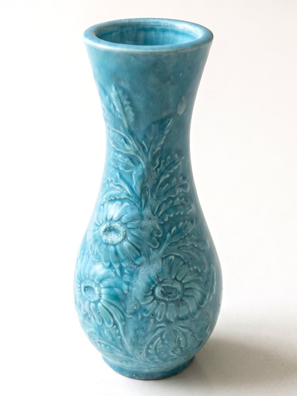 VTG Holland Mold Floral Art Pottery Vase Signed MSB – Blue Relief Flower Vase